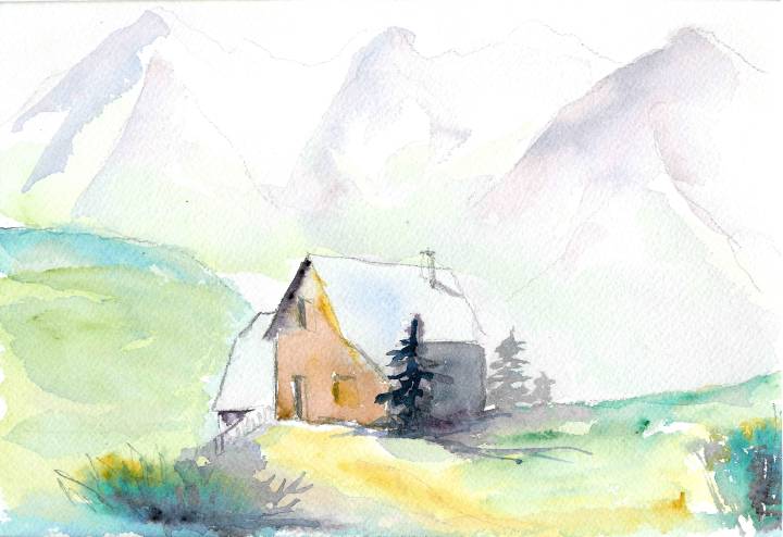 petit chalet dans la montagne par Regis 